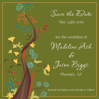 Abstract Whimsical Vines Black Invitations
