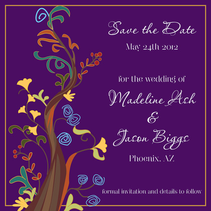 Abstract Whimsical Vines Black Invitations