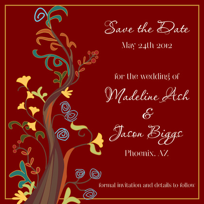 Abstract Vines Green Save The Date Invitations