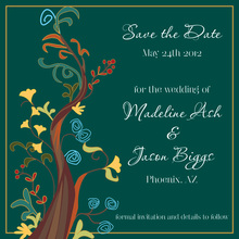 Abstract Vines Teal Wedding Invitations