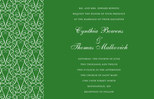 Vintage Ornate Green Flourish Wedding Invitations