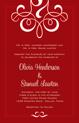 Classic Flourish Red RSVP Cards