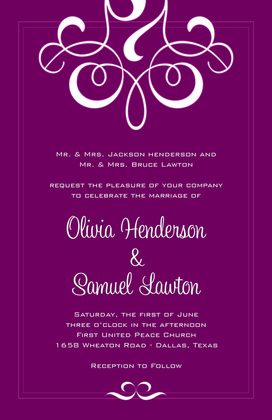 Classic Flourish Purple RSVP Cards