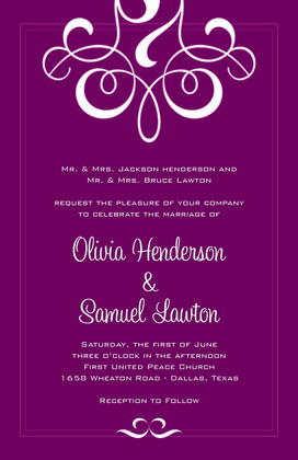 Classic Flourish Purple RSVP Cards