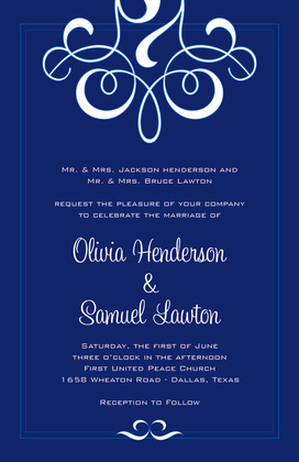 Classic Flourish Blue RSVP Cards