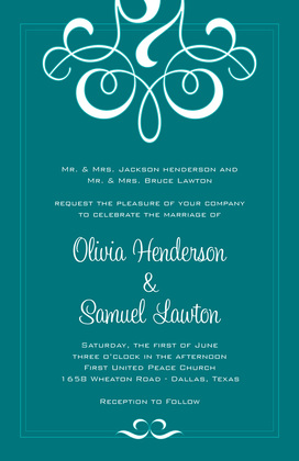 Classic Flourish Teal RSVP Cards