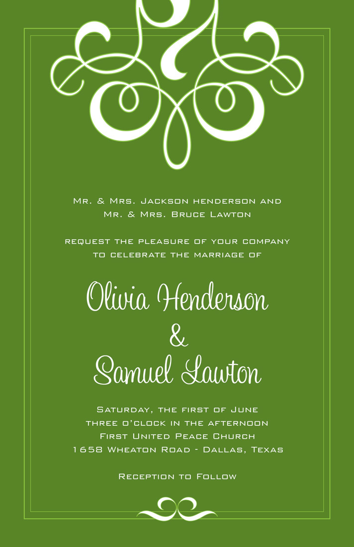 Classic Flourish Green Invitations
