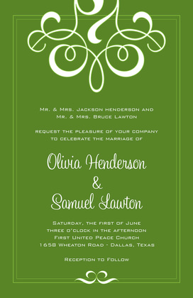 Classic Flourish Green RSVP Cards