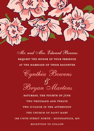 Floral Soire Red RSVP Cards