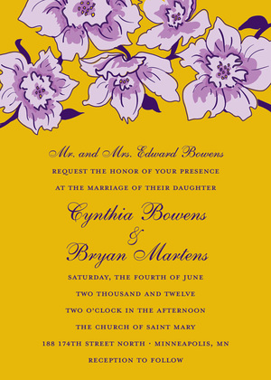 Floral Soire Blue Invitations