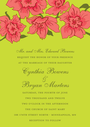 Floral Soire Bright Red Invitations