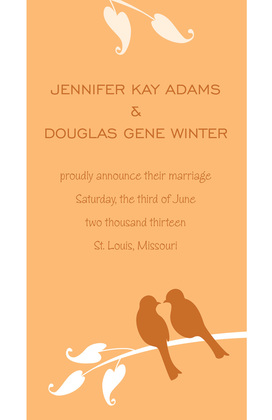 Illustrated Green Lovely Birds Wedding Invitations