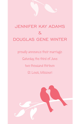 Subtle Pink Love Birds Enclosure Cards