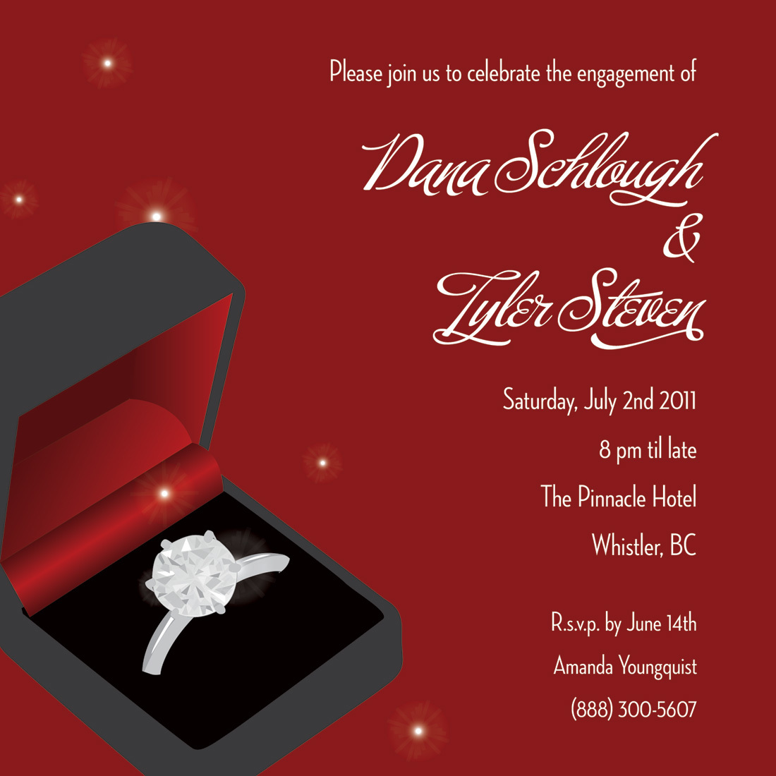 Beautiful Ring Red Wedding Engagement Invitations