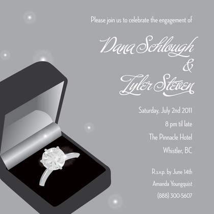 Ring Black Wedding Engagement Invitations