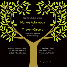 Tree Leaves Black Wedding Invitations