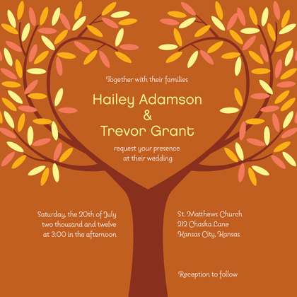 Tree Branches Leaves Brown Invitations