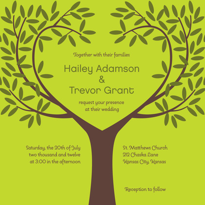 Tree Branches Leaves Brown Invitations