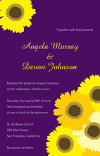 Yellow Floral In Modern Purple Classic Invitations