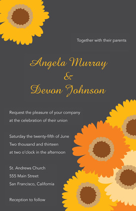 Classy Pink Floral In Charcoal Wedding Invitations