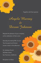 Modern Orange Floral In Charcoal Stylish Invitations