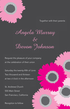 Classy Pink Floral In Charcoal Wedding Invitations