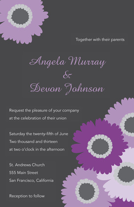 Yellow Floral In Modern Purple Classic Invitations