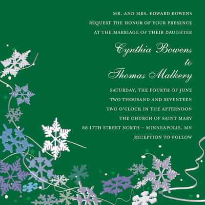 Blue Winter Snowflakes In Deep Navy Invitation