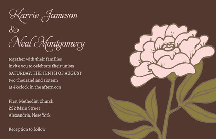 Remarkably Pink Flowers In Beige Invitations