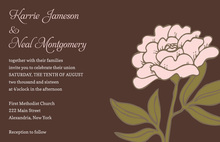 Vintage Pink Floral Rich Brown Wedding Invitations