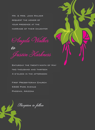 Elegant Pink Bulbs On Brown Wedding Invitations