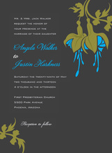 Vintage Carnation Bright Blue Floral Wedding Invites