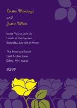 Contrasting Yellow Retro Flower Deep Purple Invites