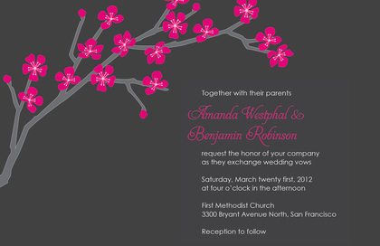 Classic Cherry Blossom In Sky Blue Invitations