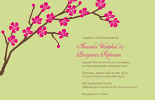 Classic Cherry Blossom In Lime Wedding Invitations