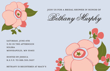 Bell Pink Flower In Blue Wedding Invitations