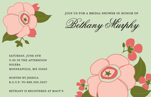Bell Pink Flower In Green Wedding Invitations
