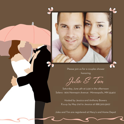 Orange Umbrella Love Square Wedding Invitations