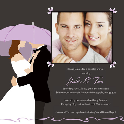 Teal Umbrella Love Photo Wedding Invitations