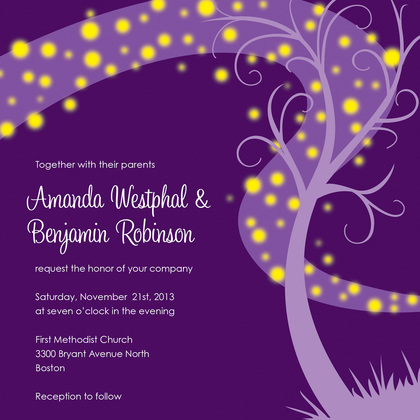 Whimsical Night Swirl Lime Square Wedding Invites