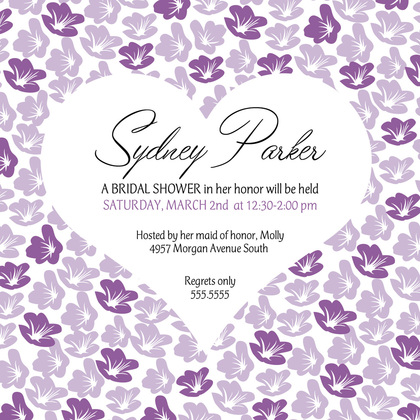 Heart In Bloom Purple RSVP Cards