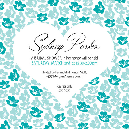 Heart In Bloom Teal RSVP Cards