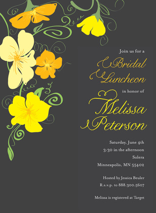 Illustrating Flower Jubilee Brown Wedding Invitations