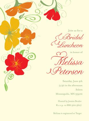Illustrating Flower Jubilee Brown Wedding Invitations