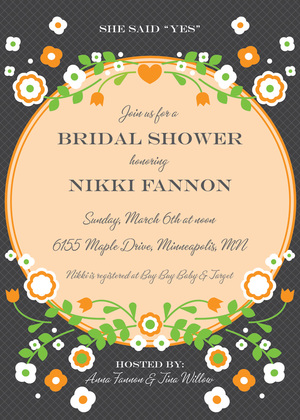 Vintage Lavender Floral Frame Accented Bridal Invites