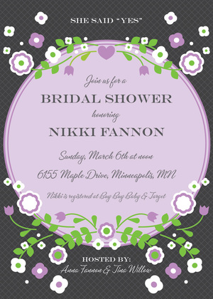 Vintage Orange Floral Frame Accented Bridal Invites