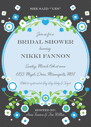 Vintage Orange Floral Frame Accented Bridal Invites