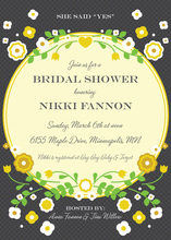 Stylish Yellow Border Party Shower Invitations