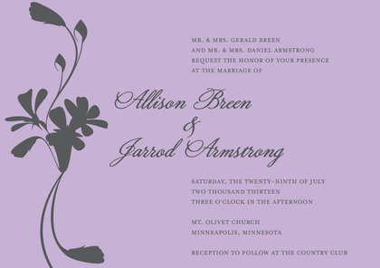 Decorative Subtle Silhouette Bouquet Wedding Invites