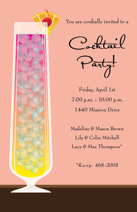 Sunset Cocktail Party Purple Shower Party Invitations